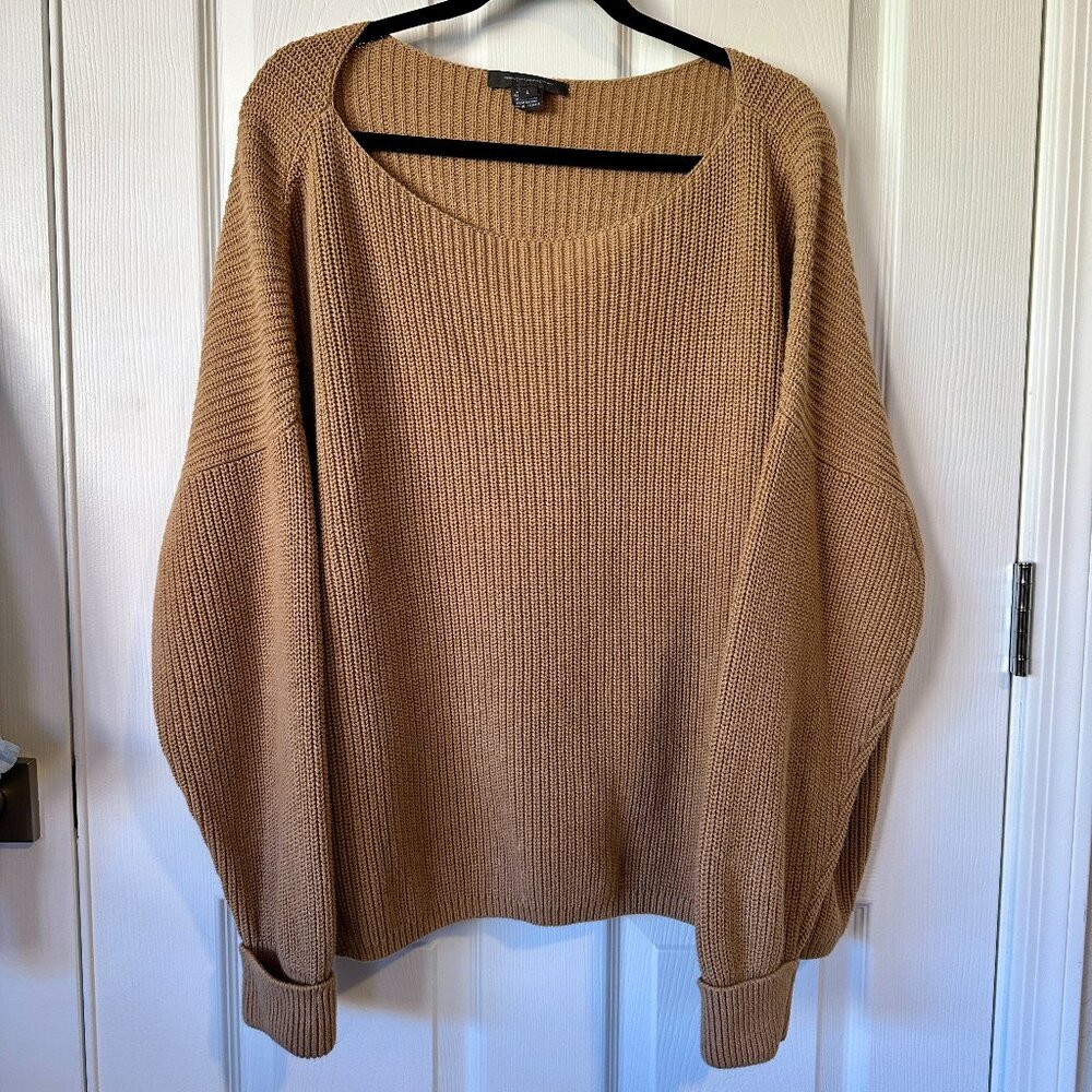 French Connection Boatneck Cotton Sweater CAMEL/TAN